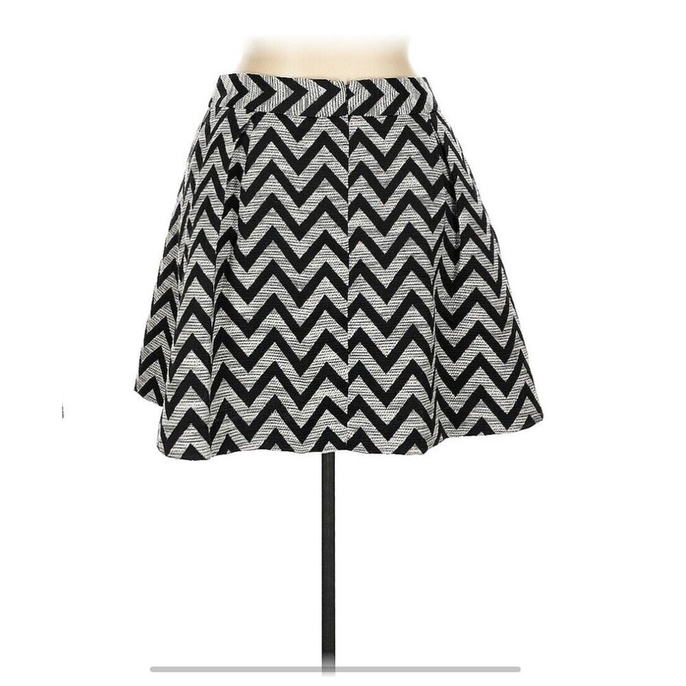 BANANA REPUBLIC HERITAGE Size 16 Tweed Vintage ZigZag Gray/Black lined skirt